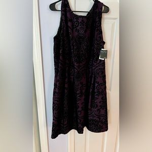 Gabby Skye Purple and Black Velvet Floral Jacquard Cocktail dress- 20W